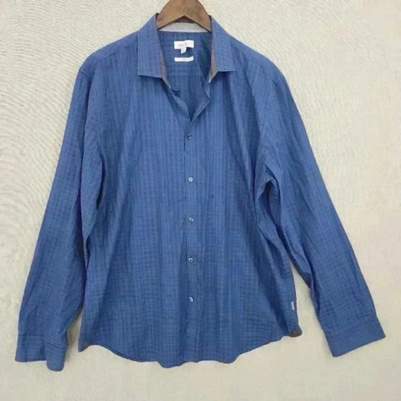 Calvin Klein Slim fit Men's XL Button down Long sleeve Dress shirt Patterned 562 - Picture 1 of 7